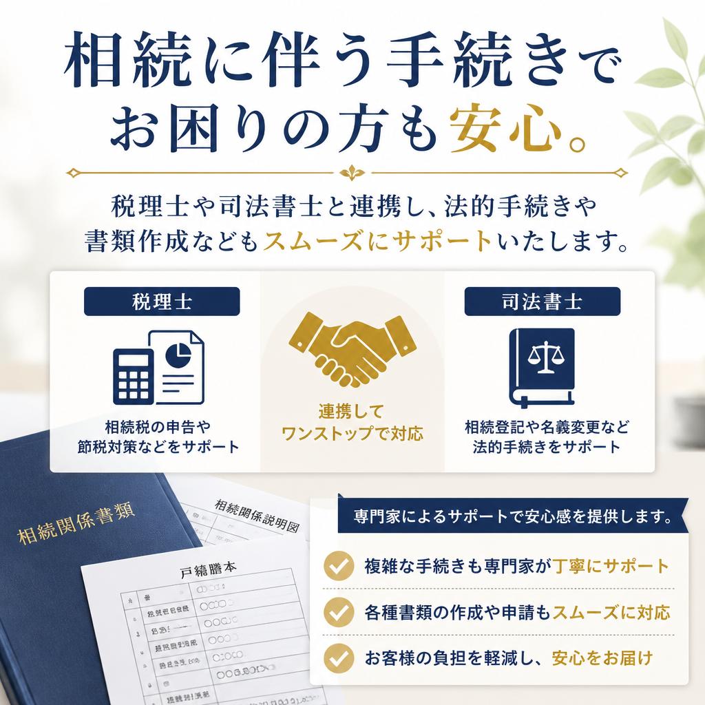 相続手続きのサポートもお任せ！