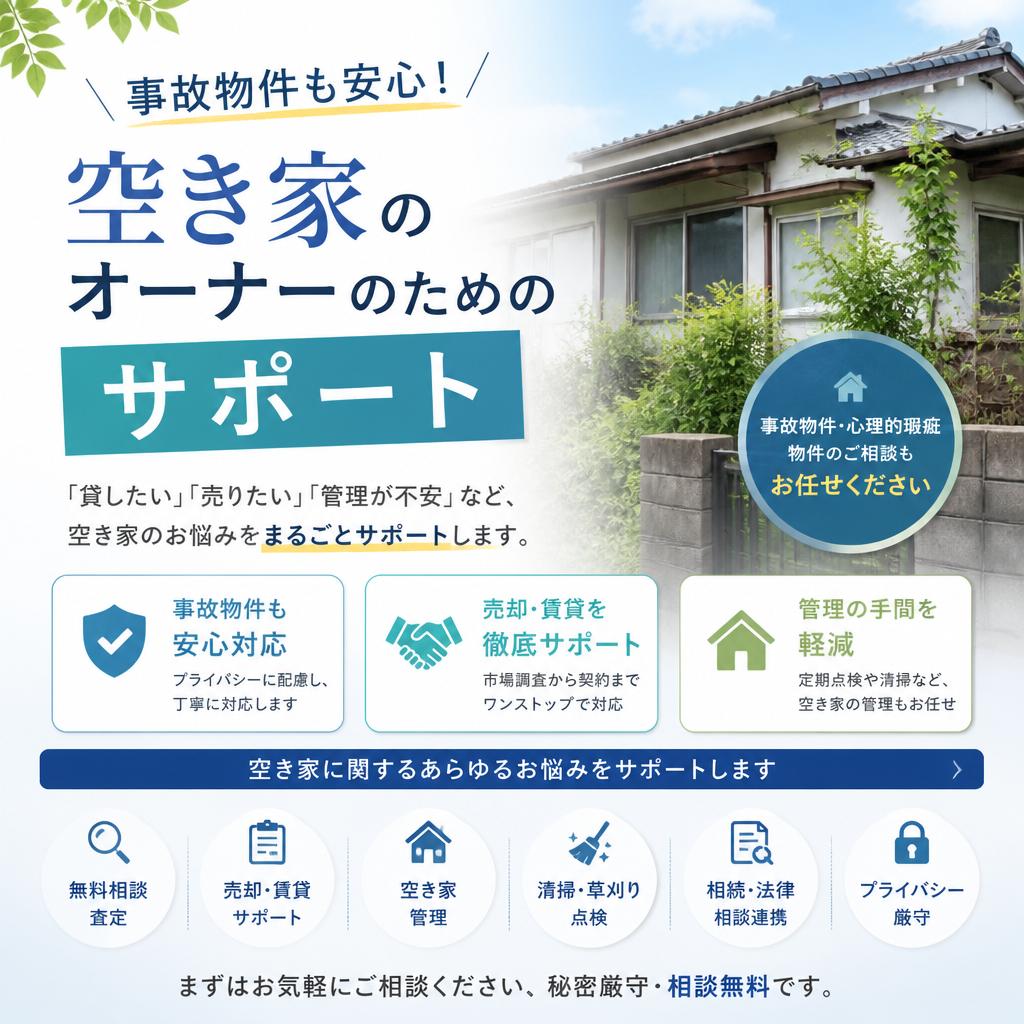 事故物件も安心！空き家のオーナーのためのサポート