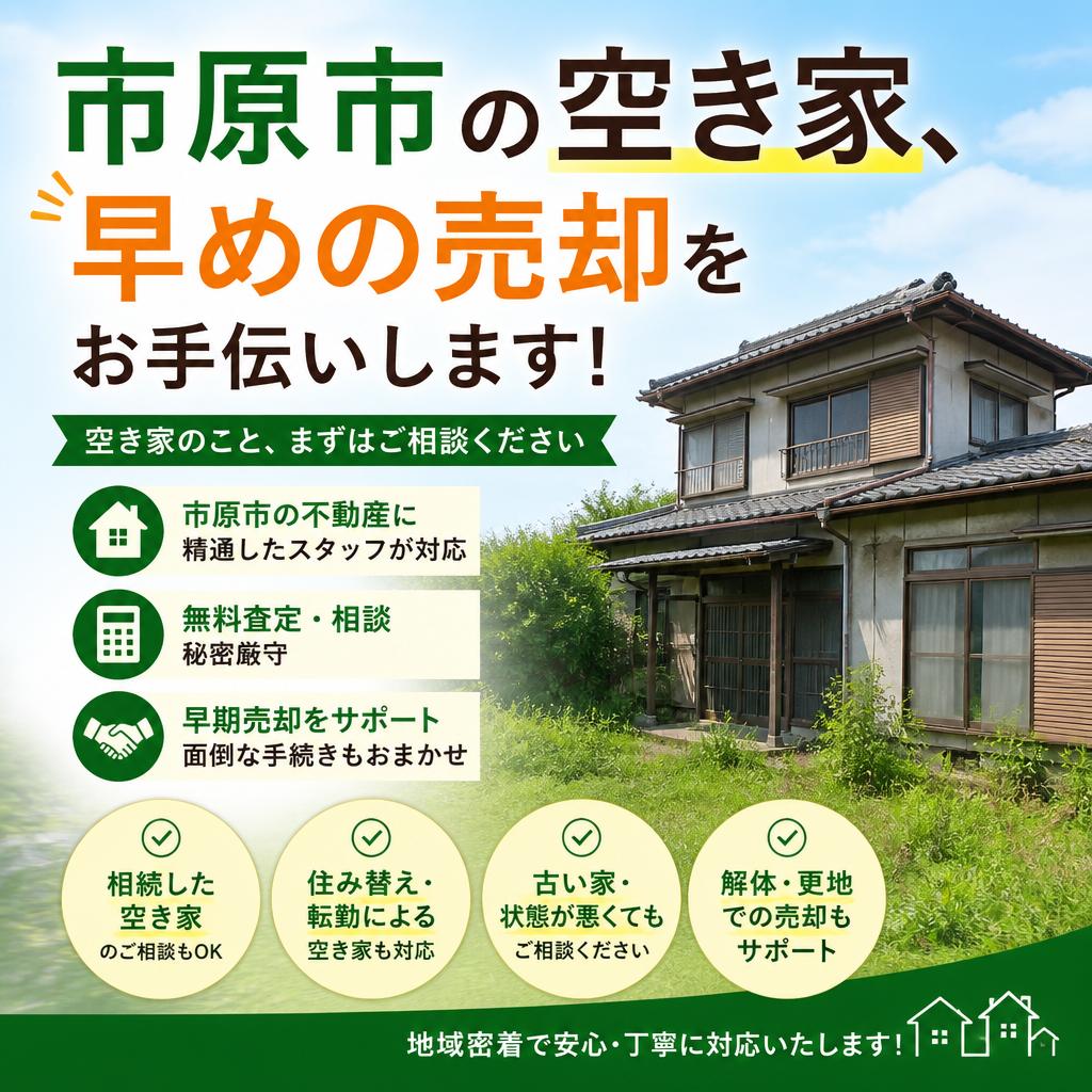 市原市の空き家、早めの売却をお手伝いします！