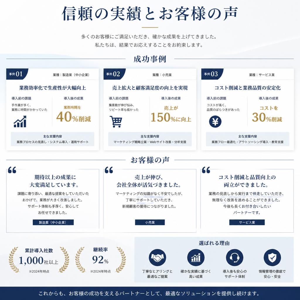 実績とお客様の声