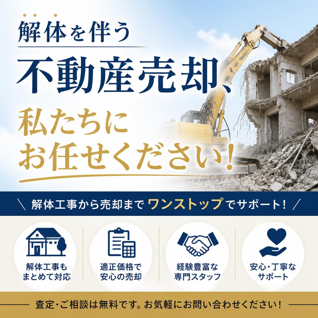 解体を伴う不動産売却、私たちにお任せください！