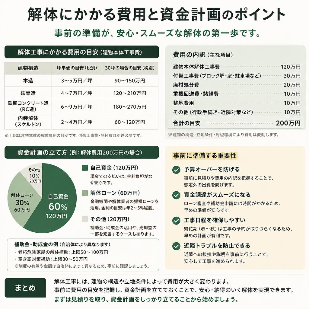解体費用の目安と資金計画