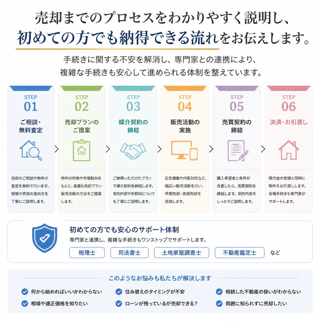 売却の流れと安心のサポート