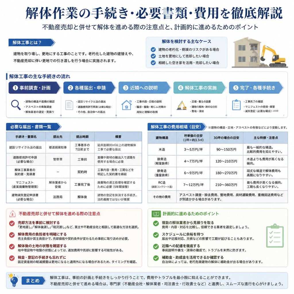 解体に関する手続きと注意点