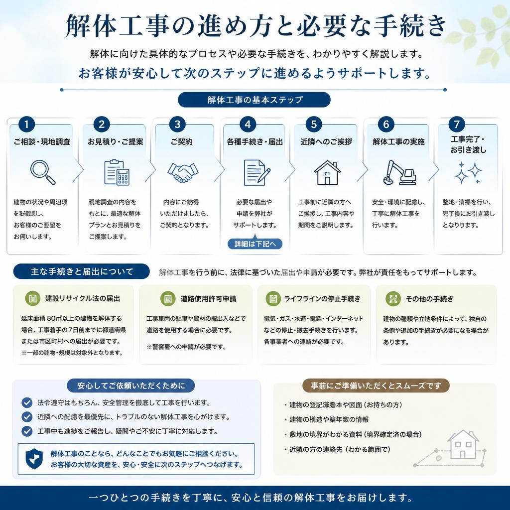 解体プロセスのステップ