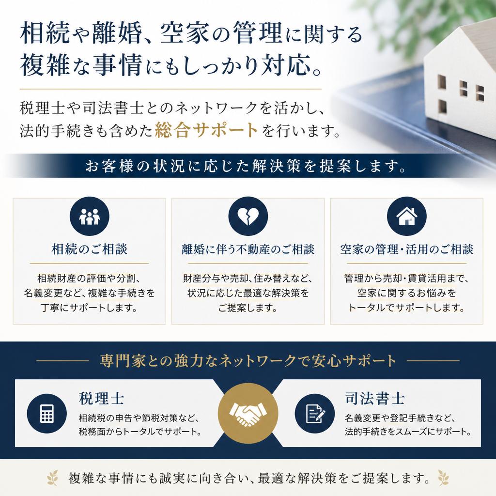 相続や離婚など複雑な事情もお任せ