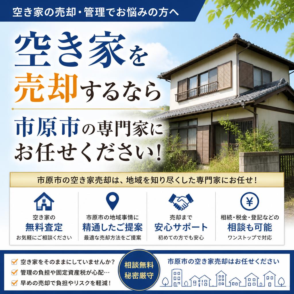 空き家を売却するなら市原市の専門家にお任せください！